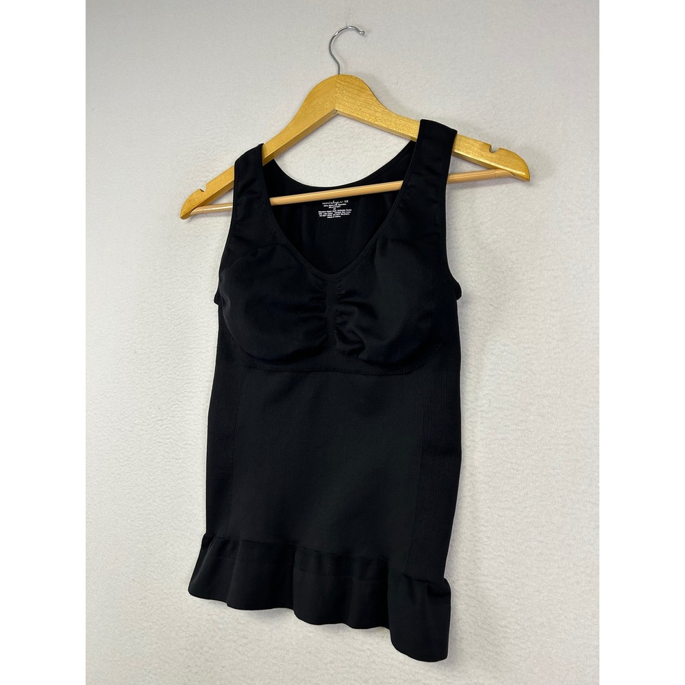 Shapewear Camishaper Women 1X Black Ruched Bust Ruffle Hem Seamless Tank Top - Picture 8 of 8